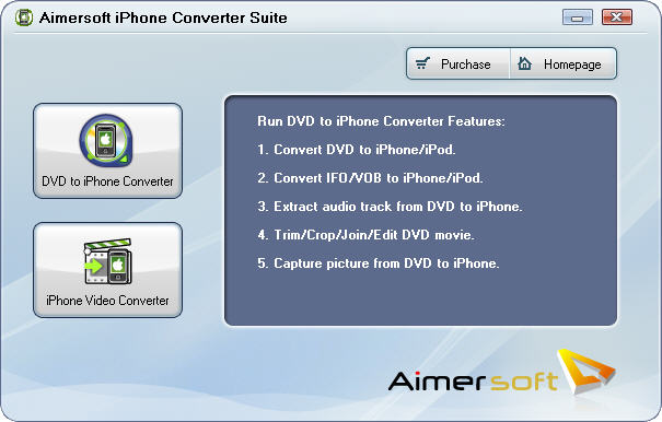 Screenshot af Aimersoft iPhone Converter Suite
