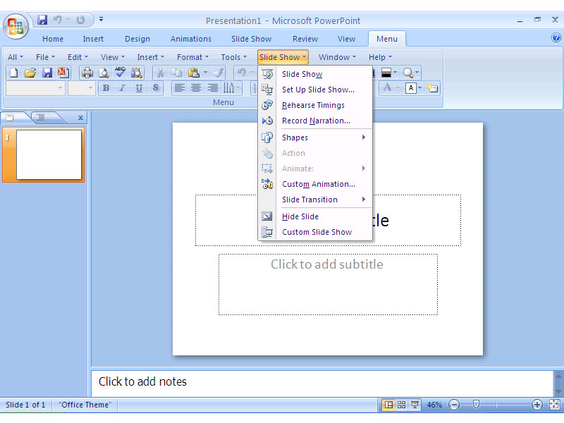 Screenshot af Classic Menu for PowerPoint