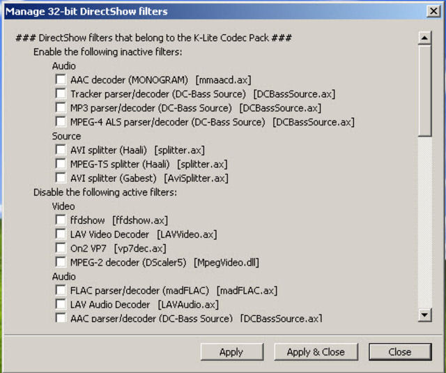Screenshot af K-Lite Codec Pack Full