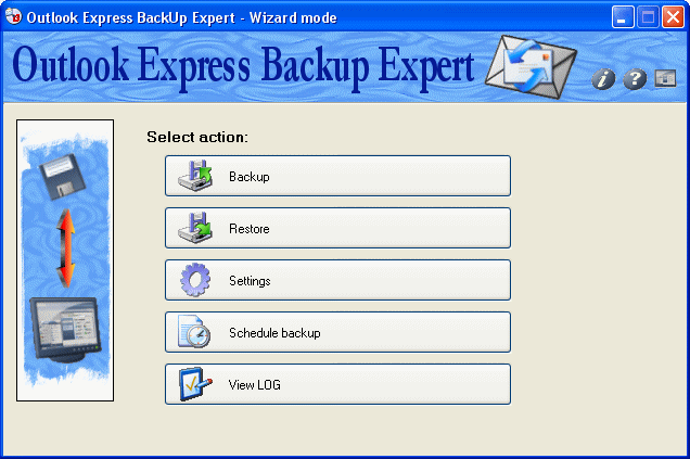 Screenshot af Outlook Express Backup Expert