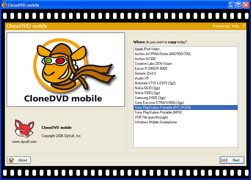 Screenshot af CloneDVD Mobile