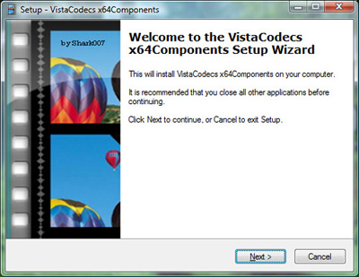 Screenshot af Vista Codec Package