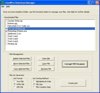 Screenshot af LimeWire Download Manager