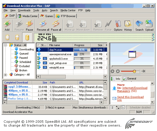 Screenshot af Download Accelerator Plus (DAP)