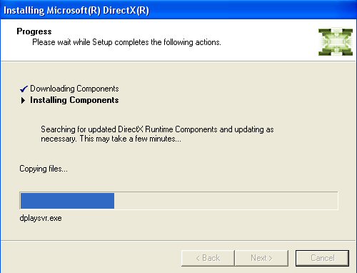 Screenshot af Microsoft DirectX