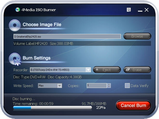 Screenshot af 4Media ISO Burner