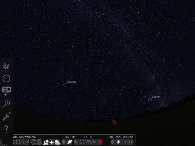 Screenshot af Stellarium