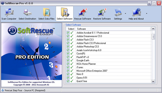Screenshot af SoftRescue Pro Edition