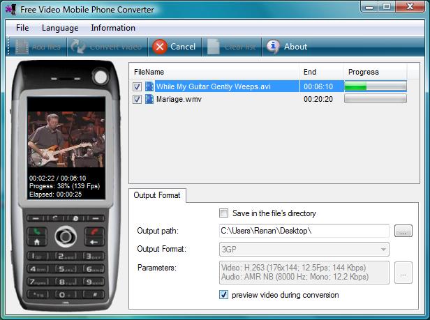 Screenshot af Free Video Mobile Phone Converter