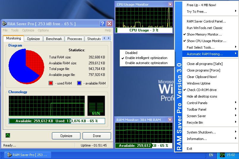 Screenshot af RAM Saver Professional