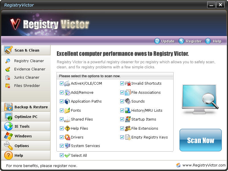 Screenshot af Registry Victor