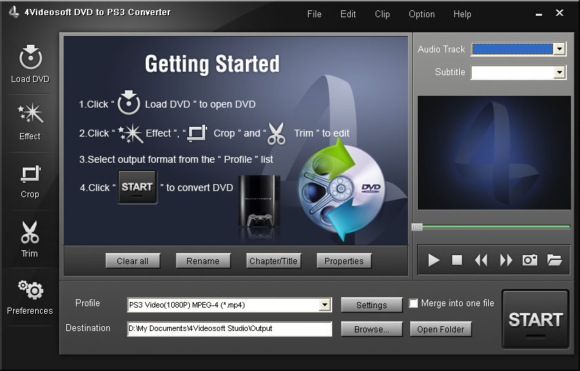 Screenshot af 4Videosoft DVD to PS3 Converter