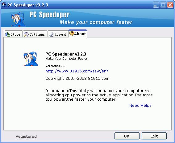 Screenshot af PC Speeduper