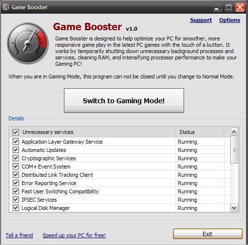 Screenshot af Game Booster 