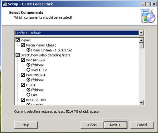 Screenshot af K-Lite Mega Codec Pack