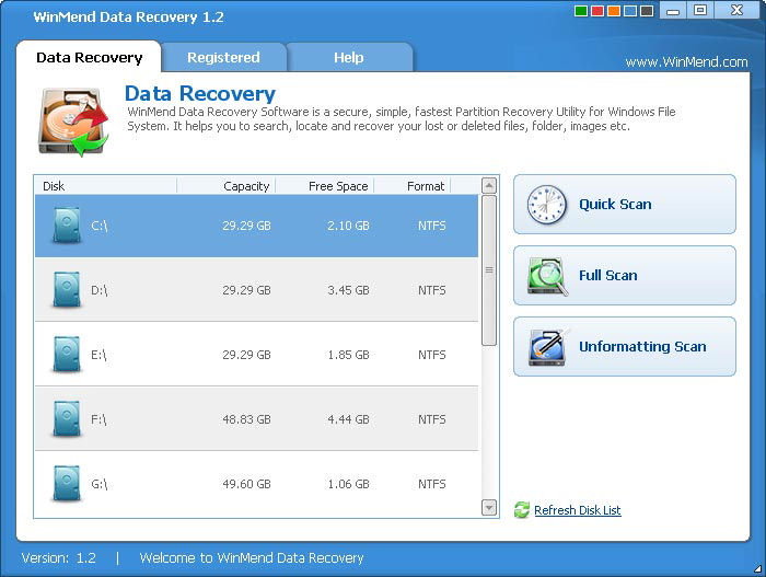 Screenshot af WinMend Data Recovery