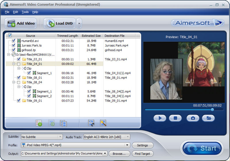 Screenshot af Aimersoft Video Converter Pro