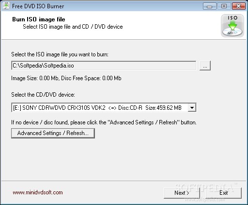 Screenshot af Free DVD ISO Burner