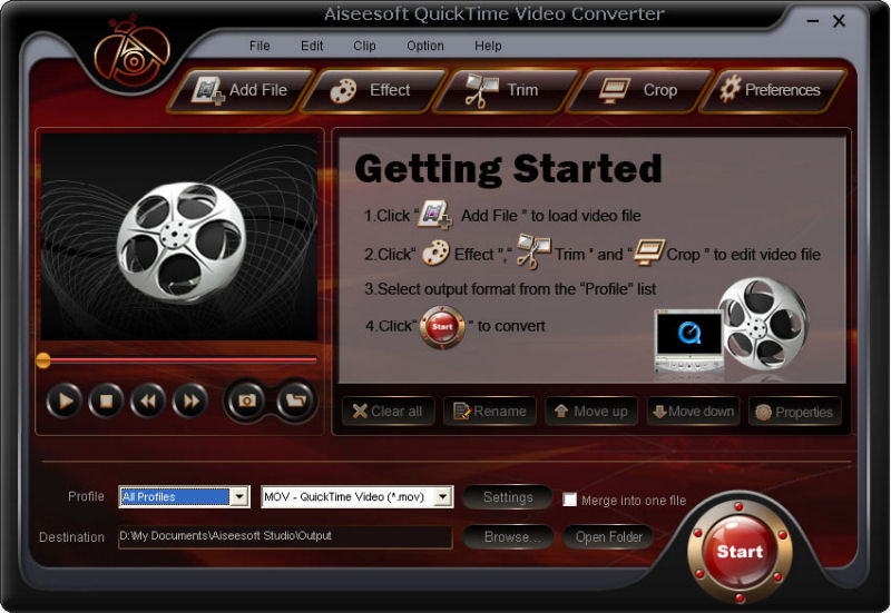 Screenshot af Aiseesoft QuickTime Video Converter