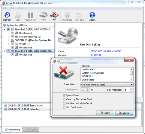 Screenshot af Active KillDisk