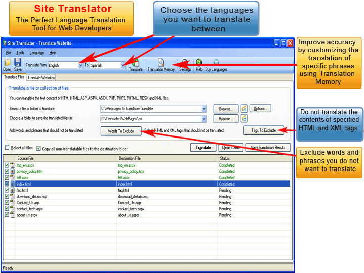 Screenshot af Site Translator with World Language Pack