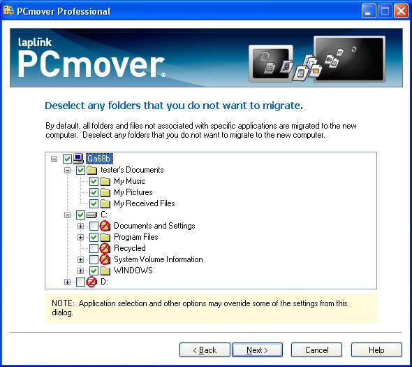 Screenshot af PCmover Windows 7 Upgrade Assistant