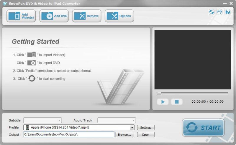 Screenshot af SnowFox DVD to iPad Converter