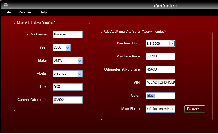 Screenshot af CarControl