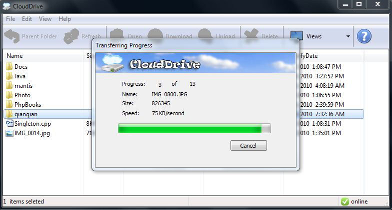 Screenshot af CloudDrive