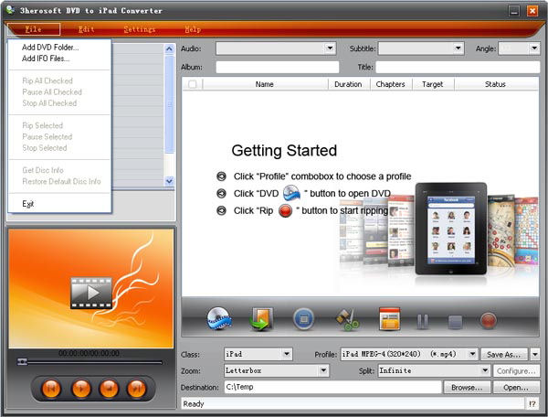 Screenshot af 3herosoft iPad Video Converter 