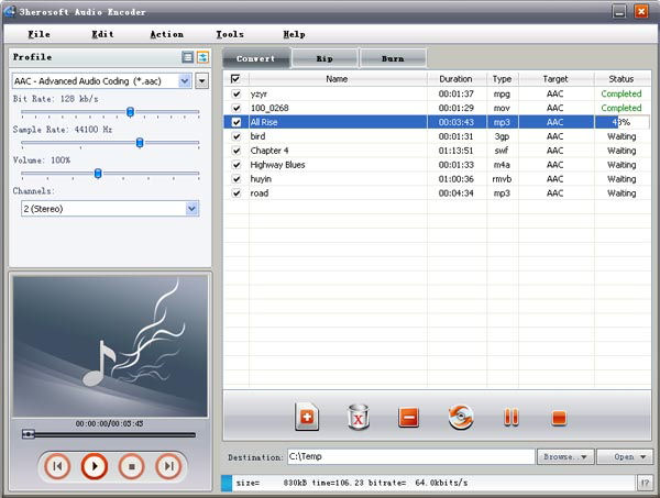 Screenshot af 3herosoft Audio Encoder