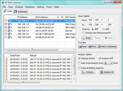 Screenshot af AthTek IP - MAC Scanner