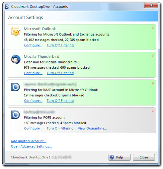 Screenshot af Cloudmark DesktopOne