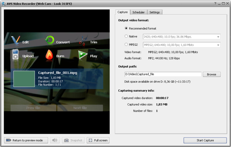 Screenshot af AVS Video Recorder