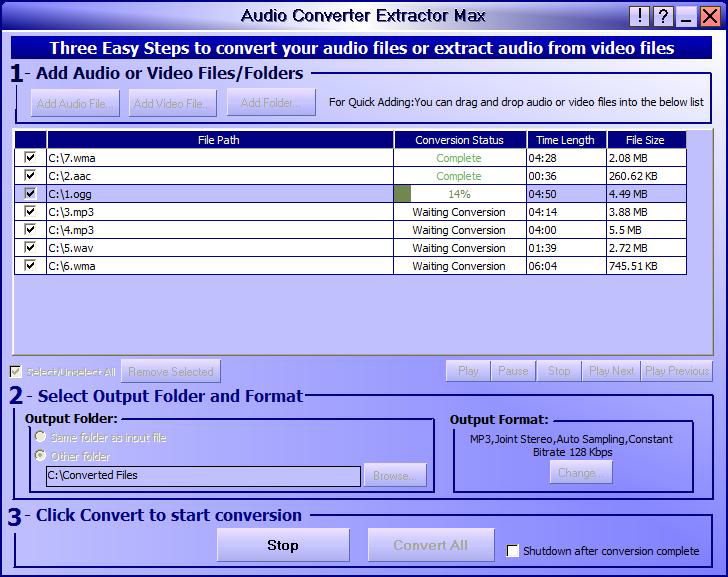Screenshot af Audio Converter Extractor Max