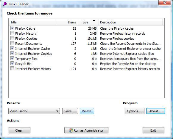 Screenshot af Disk Cleaner