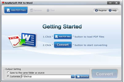 Screenshot af AnyBizSoft PDF to Word Converter
