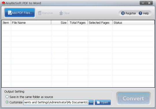 Screenshot af AnyBizSoft PDF to Word Converter