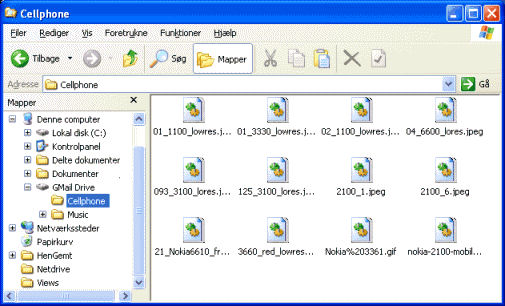 Screenshot af Gmail Drive