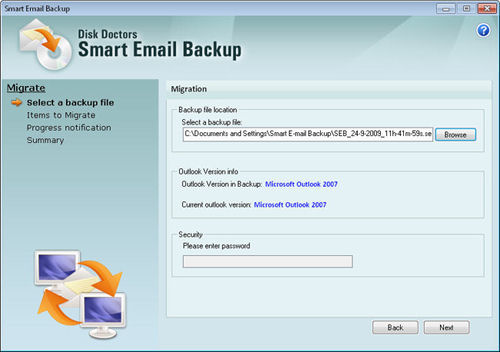 Screenshot af Disk Doctors Smart Email Backup