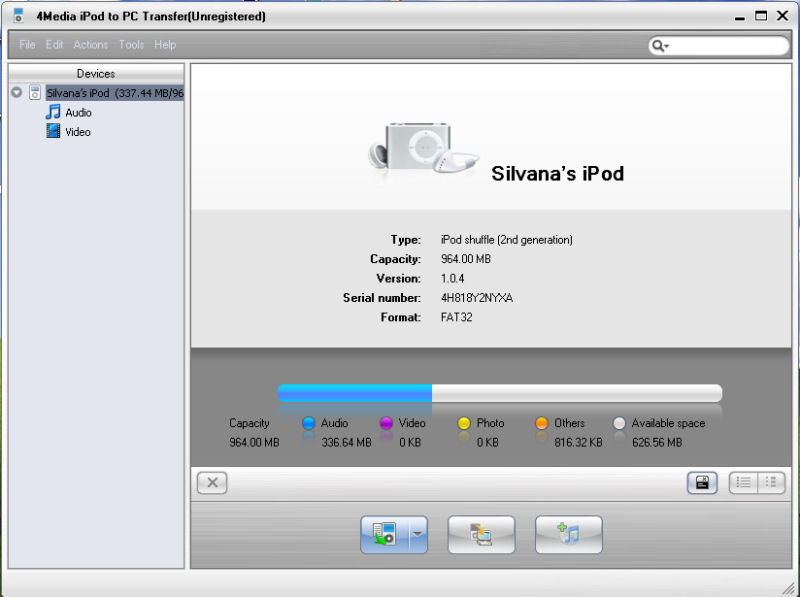 Screenshot af 4Media iPod to PC Transfer