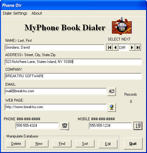 Screenshot af BREAKTRU MyPhone Book Dialer