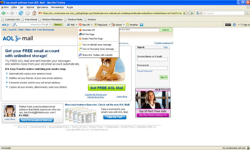 Screenshot af AOL Toolbar