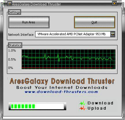 Screenshot af AresGalaxy Download Thruster
