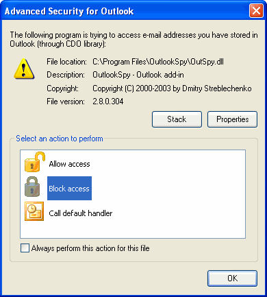 Screenshot af Advanced Security for Outlook