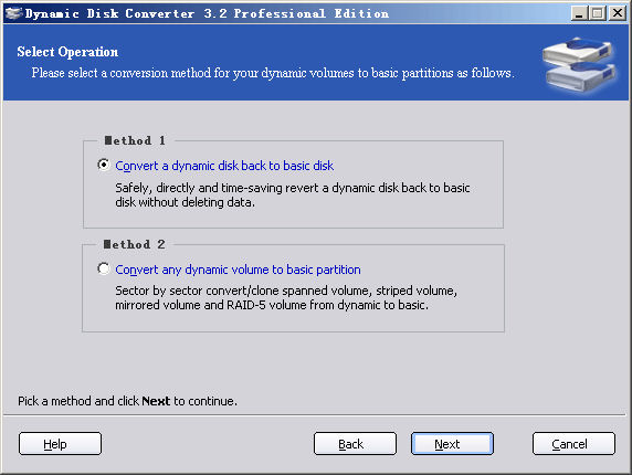 Screenshot af Dynamic Disk Converter Professional Edition