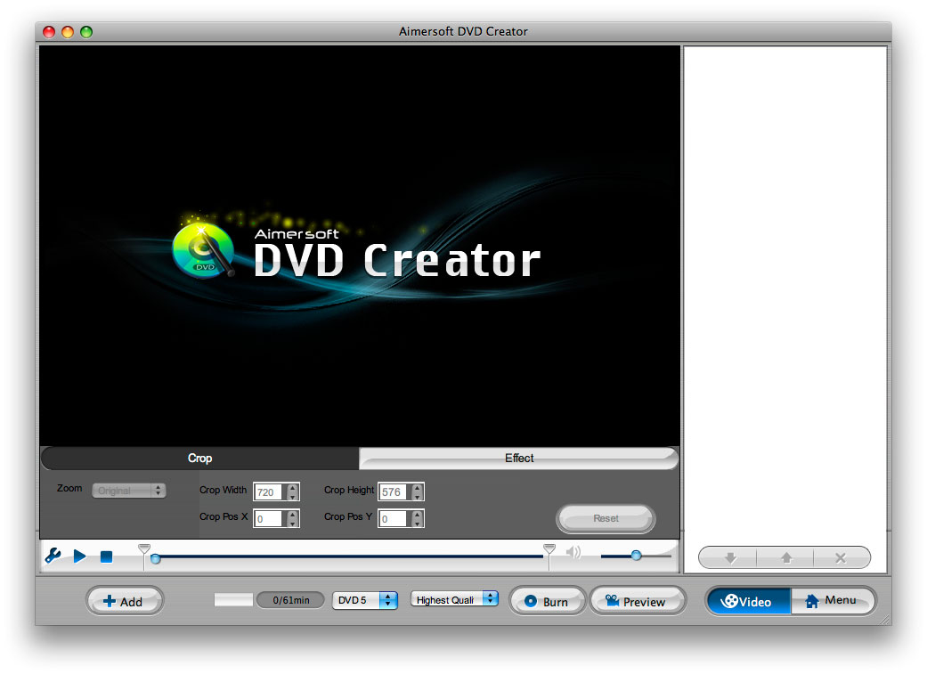 Screenshot af Aimersoft DVD Creator für Mac