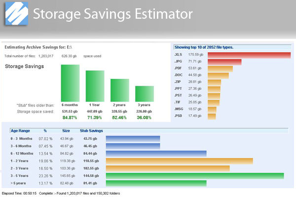 Screenshot af Storage Savings Estimator