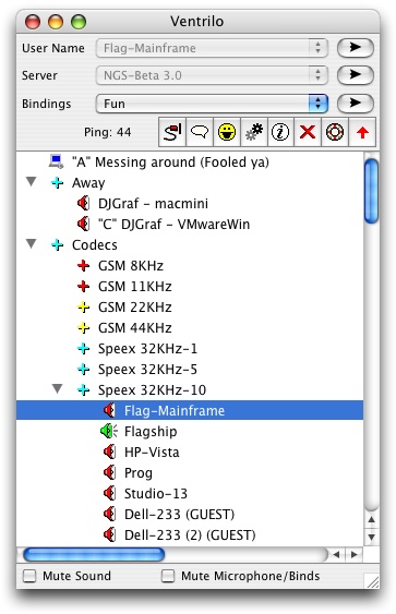 Screenshot af Ventrilo für Mac