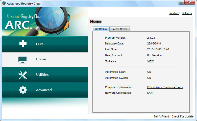 Screenshot af Advanced Registry Clear